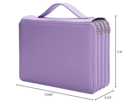 200 Slots Pencil Case 4-Layer Zipped Holder w/Handle - color: Purple, size: 200