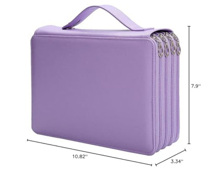200 Slots Pencil Case 4-Layer Zipped Holder w/Handle - color: Purple, size: 200