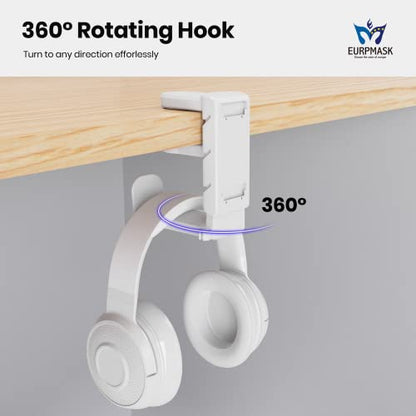 EURPMASK 3-in-1 Rotating Headphone Stand w/2 Detachable Controller Holders - color: White Pro 1 Pack