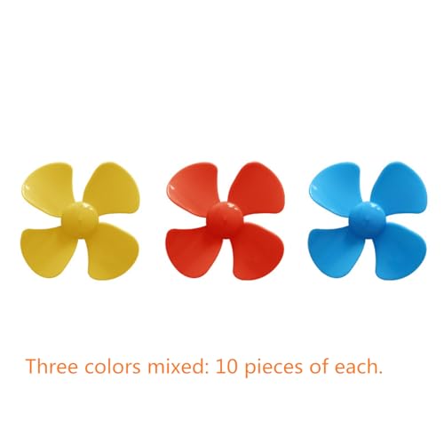 30 Pc Propeller Props, Small Four-Blade Propeller Blade Science and Technology Creative Production Process Material for 130 Motor Rotating Blade 2mm/0.08 inshaft Propeller (3 Colors Mixed) skrnrhrery