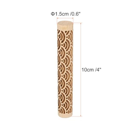 HARFINGTON Wood Clay Roller 4" Water Wave Pattern Rolling Pins Wood Rollers Pottery Tools Wood Grain Texture Rollers for Clay Baking Dough Playdough DIY - style: Water Wave