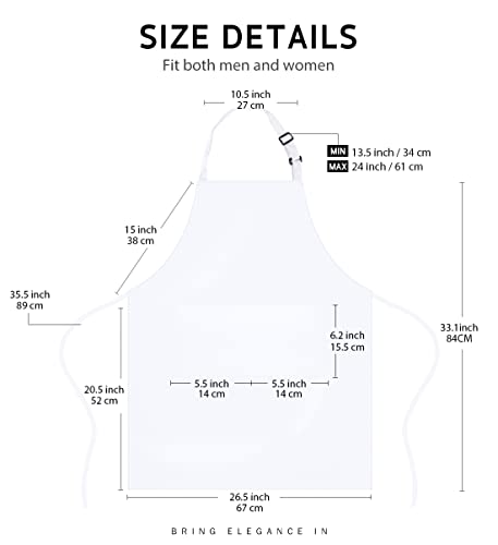 Syntus 12 Pack Apron with 2 Pockets Aprons for Men Women, Polyester, White - color: White