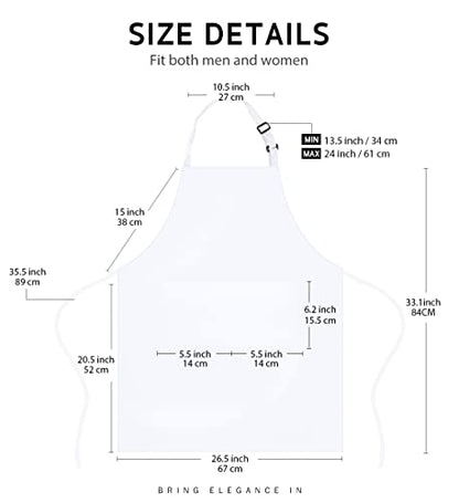 Syntus 12 Pack Apron with 2 Pockets Aprons for Men Women, Polyester, White - color: White