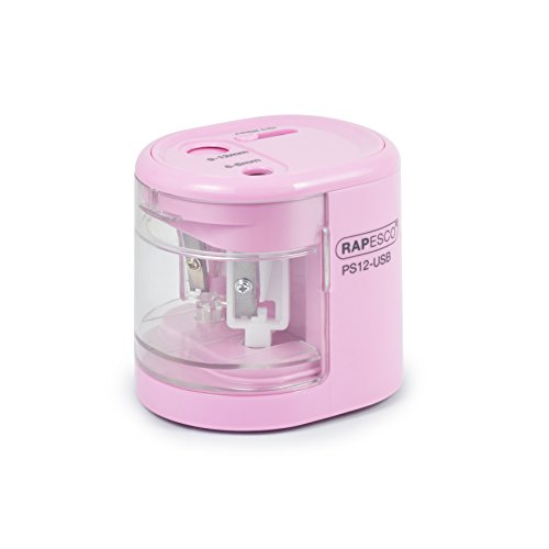 RAPESCO 1446 Automatic Electric USB/Battery Pencil Sharpener, Candy Pink - color: Candy Pink