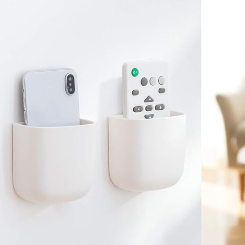 Wall Mounted Storage Box for Remote Controls, Self Adhesive Remote Holder Organizer, Space Saving Wall Caddy for TV, AC, Fan Remote, Phone, Keys and Daily Essentials - color: blue, size: moderate