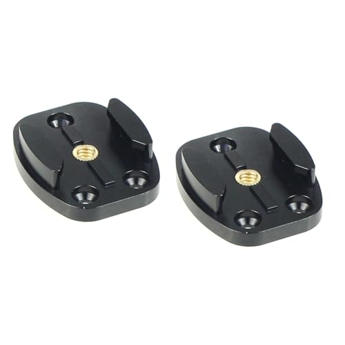 CNC Aluminum Flat Surface Mount w/Tripod cam Adapter (Black) Compatible with GoPro Hero3/3+/4/5/6/7/8/9/MAX, Insta360 ONE R, Osmo Action (2pcs Brass Screw) - color: 2pcs Brass screw