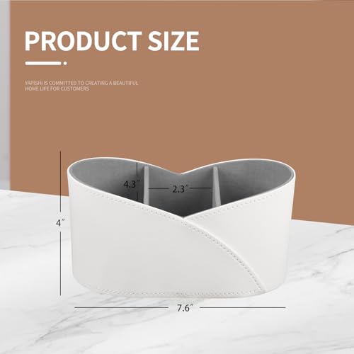 PU Leather TV Remote Control Holder,Pen Holder,Nightstand Organizer Caddy - color: White