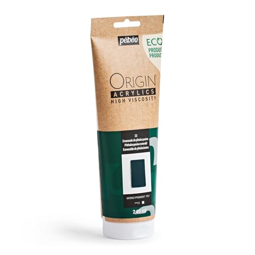 PEBEO Origin 240ml Acrylic Paint, Phthalocyanine Emerald - color: Phthalocyanine Emerald