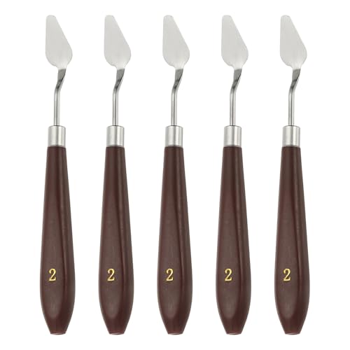 HARFINGTON 5pcs Palette Knife Painting Tool 1.1"x0.59" Red/Silver