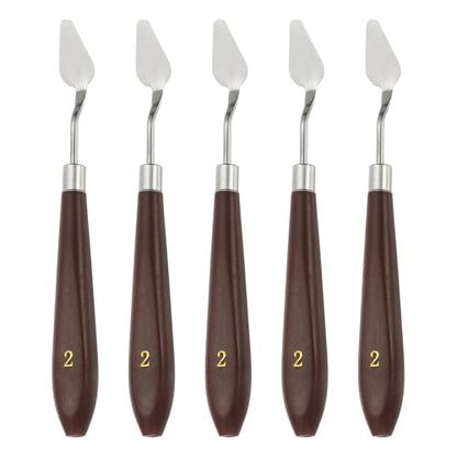 HARFINGTON 5pcs Palette Knife Painting Tool 1.1"x0.59" Red/Silver