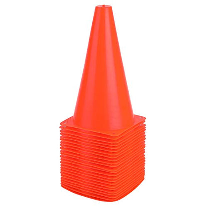 9 Inch Plastic Training Traffic Cones, Sport Cones, Set of 10/12/24 - color: 24 Pack Orange