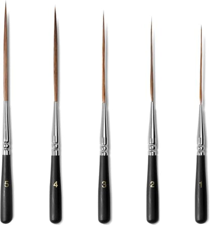 5-Piece Ox Ear Hair Long Liner Brush Set - Black - color: Black