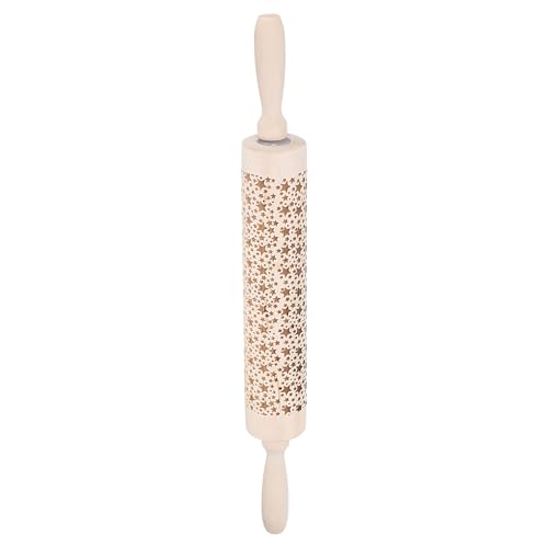 HARFINGTON Wood Clay Roller Five-Pointed Star Pattern Modeling 16.9 Inch Beech Wood Hand Rollers Wooden Pottery Tools Wood Grain Texture Rollers for Clay Baking Playdough DIY