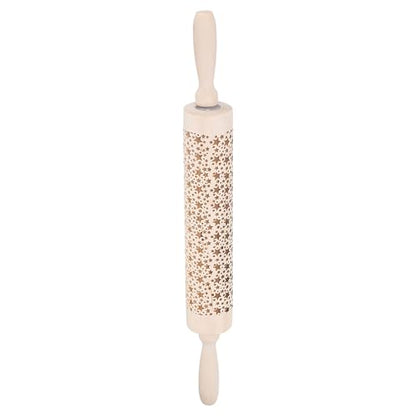 HARFINGTON Wood Clay Roller Five-Pointed Star Pattern Modeling 16.9 Inch Beech Wood Hand Rollers Wooden Pottery Tools Wood Grain Texture Rollers for Clay Baking Playdough DIY