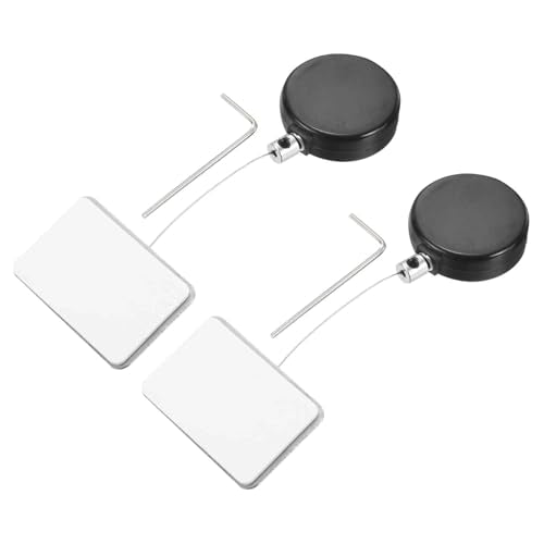 MECCANIXITY 1.8 ft Retractable Cable Lock with Square Patch Remote Control Security Lock with Adjustable Cord Tether Anti Theft for Laptop, TV, 200g, Black, 2 Pack - color: Black