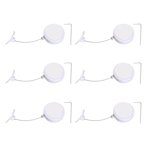 PATIKIL Retractable Remote Control Cable Tether (4.9ft / 1.5M, White)(6 Set) Round Remote Control Security Lanyard Lock Adjustable Locking Leash with Plastic Cap, Suit for - TVs/Tablets - color: White, size: 4.9ft