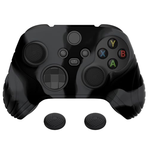 eXtremeRate PlayVital Samurai Edition Anti-Slip Controller Grip Silicone Skin for Xbox Core Controller, Ergonomic Protective Case Cover for Xbox Series S/X w/Thumb Grips - Dark Gray & Black - color: Dark Gray & Black
