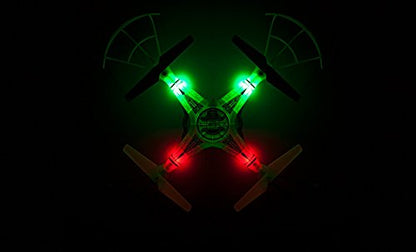 Striker-X Glow-in-the-Dark 2.4GHz 720p HD Camera Drone, 4GB Card, Ages 14+