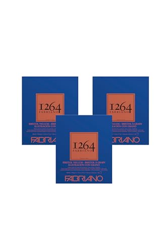 Fabriano 1264 Bristol Vellum Pad, 14" x 17", Glue Bound, 100 lb., 3-Pack - size: 14" x 17", 3-Pack