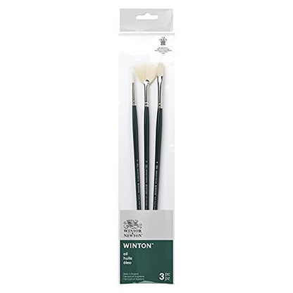 Winsor & Newton Winton Oil Brush, Long Handle, 3 pack, #3 - style: #3 - Short Handle