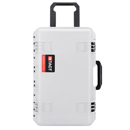 Eylar 22" Intact Premium Series Rolling Carry-On Hard Case with Wheels, IP67 Waterproof Crushproof, TSA Approved Travel Luggage, Customizable Pluck Foam for Cameras, Drones, Gear (White) - color: White