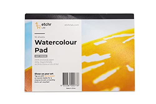 ETCHR Wood Pulp Watercolor Block – A5 Hot Press - Journal Block 16 Pages - Student Grade Paper Pad