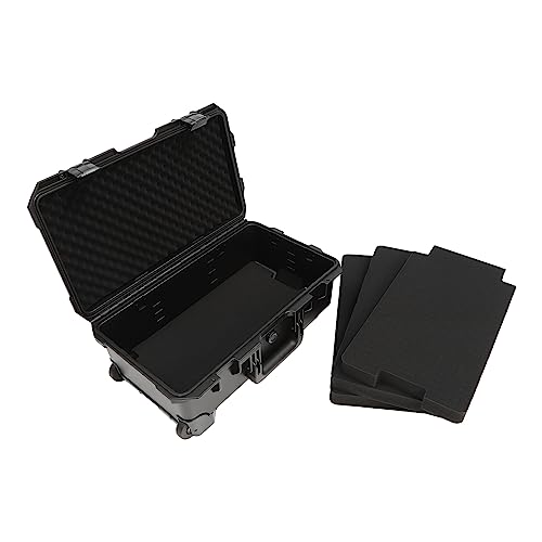 Portable Protective Camera Case, 22" Protective Roller Hard Camera Case with Wheels and Foams Camera Suitcase Waterproof Rolling Hard Case for Camera,Tools,Lens,Drone,Equipment (Black) - color: Black