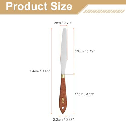 HARFINGTON 2pcs Palette Knife Painting Tool 5.12" x 0.79" Stainless Steel Teardrop Blade 9.45" Length Spatula Painting Pallet Knives with Hole Beech Wood Handle for Acrylic Canvas, Red/Silver - size: 9.45" x 0.79" x 5.12"