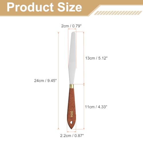 HARFINGTON 2pcs Palette Knife Painting Tool 5.12" x 0.79" Stainless Steel Teardrop Blade 9.45" Length Spatula Painting Pallet Knives with Hole Beech Wood Handle for Acrylic Canvas, Red/Silver - size: 9.45" x 0.79" x 5.12"