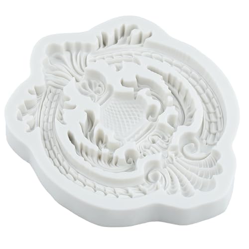 Baroque Scroll Lace Polymer Clay Mold Relief Flower Silicone Molds - color: Style R