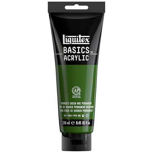 Liquitex BASICS Acrylic Paint, 8.5-oz Tube, Hooker’s Green Hue Permanent - color: Hooker’s Green Hue Permanent, size: 8.45 Fl Oz (Pack of 1)