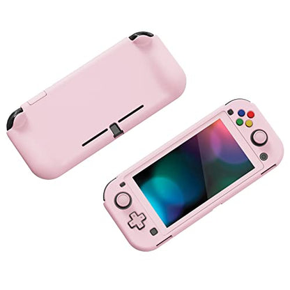 PlayVital ZealProtect Protective Case for Nintendo Switch Lite, Ergomomic Grip Hard Cover - Durable Shock-absorbent Anti-Scratch with Screen Protector & Thumb Grip Button Caps, Peach Blossom Pink - color: Peach Blossom Pink