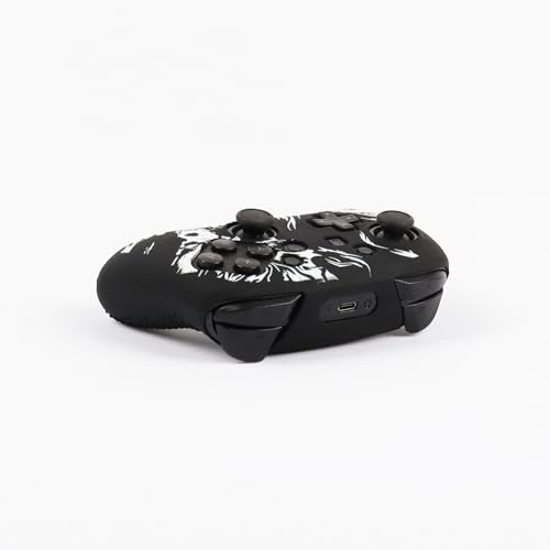 Wolf Controller Skin Cover for NS Switch Pro Controller, RALAN 1 Controller Skin+4 Customised Thumb Grips Caps Accessories - color: Wolf Black White