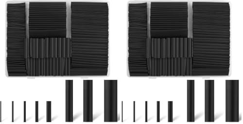 Rindion 270PCS Heat Shrink Tubing Kit, 2:1 Ratio Adhesive Lined, Marine Grade Industrial Heat Shrink Tubing, Long Lasting Insulation Wire Shrink Wrap Tubing- Black (Pack of 2) - size: 270PCS (Pack of 2), style: Black