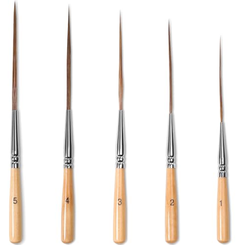 5-Piece Ox Ear Hair Long Liner Brush Set - Brown - color: Brown