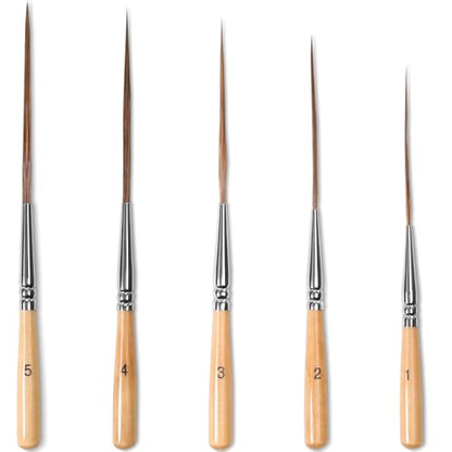 5-Piece Ox Ear Hair Long Liner Brush Set - Brown - color: Brown