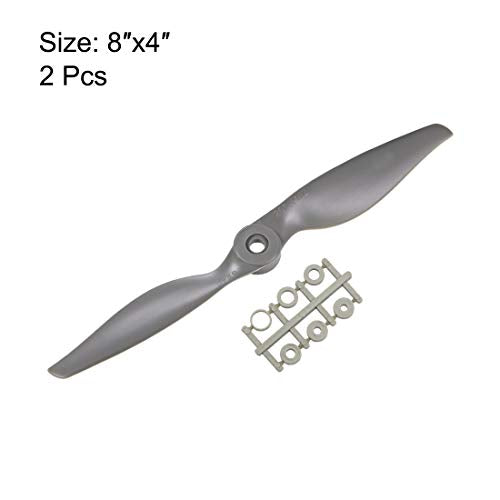 uxcell RC Propellers CW 8x4 Inch 2-Vane for Airplane Nylon Gray 2Pcs with Adapter Rings - size: 8x4 inch