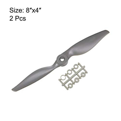 uxcell RC Propellers CW 8x4 Inch 2-Vane for Airplane Nylon Gray 2Pcs with Adapter Rings - size: 8x4 inch