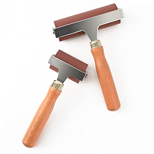 Soft Rubber Roller, Multifunctional Practical Brayer Tool(2.5&4 in, Brown)