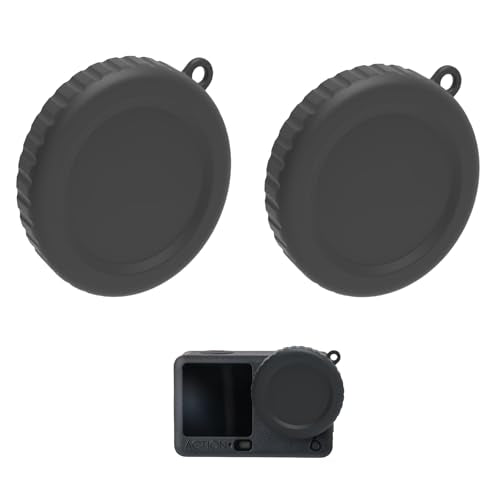 2Pcs Lens Cap for DJI Osmo Action 6, Soft Silicone Lens Protector Lens Dust Cover Protective Accessories Compatible with DJI Osmo Action 6 Camera, with Anti-Loss Lanyard Hole