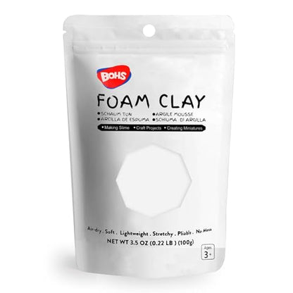 BOHS Foam Clay for Kids, White Air Dry Modeling Clay, 3.5 oz - color: White