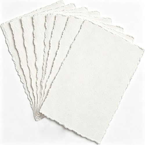 8 Sheets Cotton Watercolor Paper, 102 x 152mm White Handmade Paper