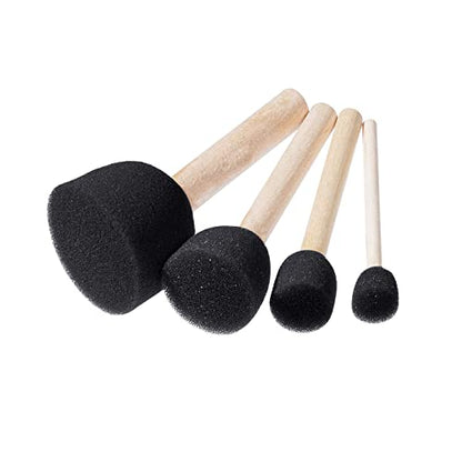 WAFJAMF 40 Pcs Round Sponges Brush Set 4 Sizes DIY Painting Tools Black - color: Black