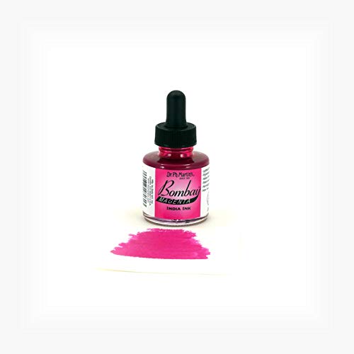 Dr. Ph. Martin's Bombay India Ink (3BY) Ink Bottle, 1.0 oz, Magenta, 1 Bottle