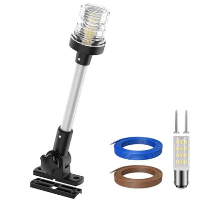 Obcursco Boat Stern Light, Bimini Top LED Anchor Light, Boat Accessories - size: 12''Horizontal Swing