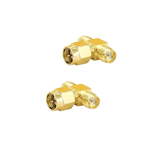 SMA-KJK Adapter Male to Dual Female Connector Splitter 2 Pack Antenna Adapter Converter