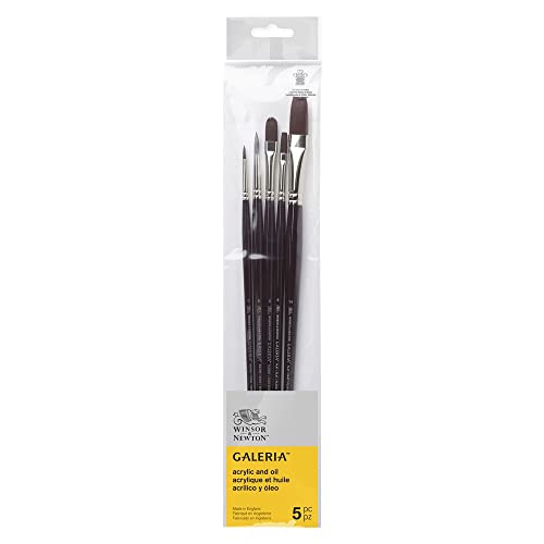 Winsor & Newton Galeria Acrylic Brush Pack, Long Handle, 5 Pack - style: 5 Pack - Long Handle