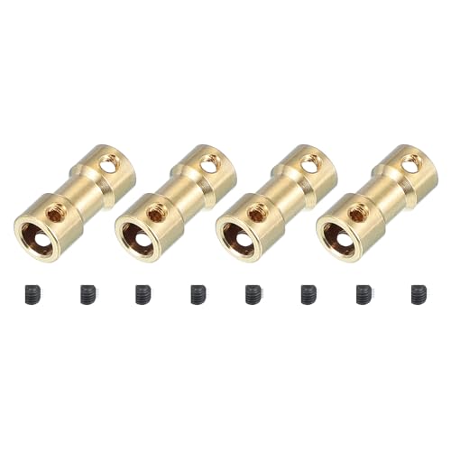 PATIKIL Shaft Coupling Joint 6mm to 6mm, 4 Pcs Brass Motor Shaft Coupler Extension Connector Rigid Sleeve Adapter Transmission Joint with M3 Screws for RC Car Airplane Tires Motor Robot - size: 6mm-6mm