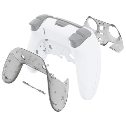eXtremeRate Top Bottom Decorative Trim Shell Compatible with ps5 Edge Controller DIY Replacement Front Back Clip Shell, Custom Clear Black Plates Cover Compatible with ps5 Edge Controller - color: Clear Black