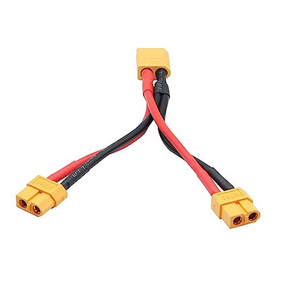 Short XT60 Parallel Battery Connector Cable 3.9", Y Splitter Adapter Plug - size: XT60 1 Male to 2 Female - 2Pcs